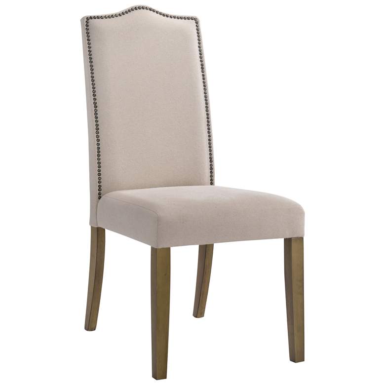 Image 1 Romero Linen Upholstered Harvest Oak Parson Chair
