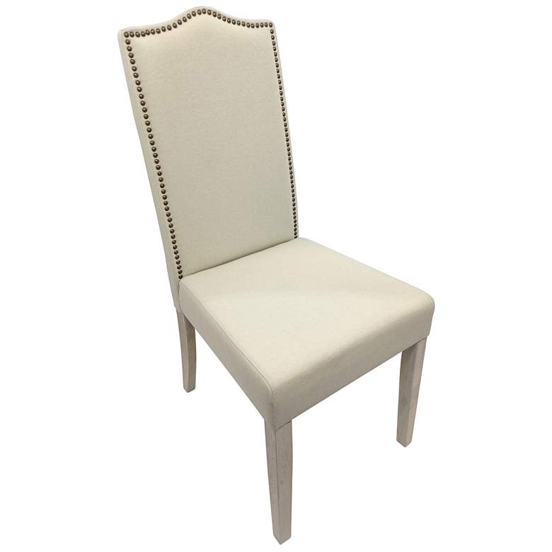 Image 1 Romero Linen Upholstered Natural Driftwood Parson Chair