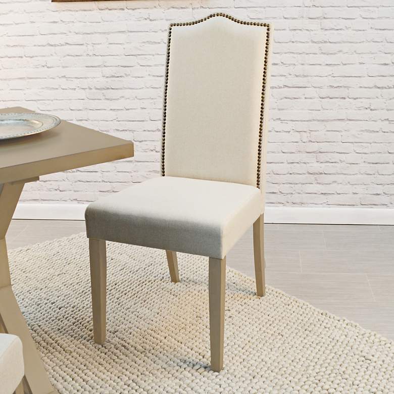 Image 2 Romero Linen Upholstered Weathered Gray Parson Chair
