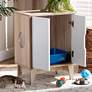 Romy Oak and White 2-Door Wood Cat Litter Box Cover House