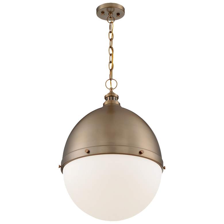 Image 1 Ronan; 1 Light; Large Pendant; Burnished Brass Finish w/ Etched Opal Glass