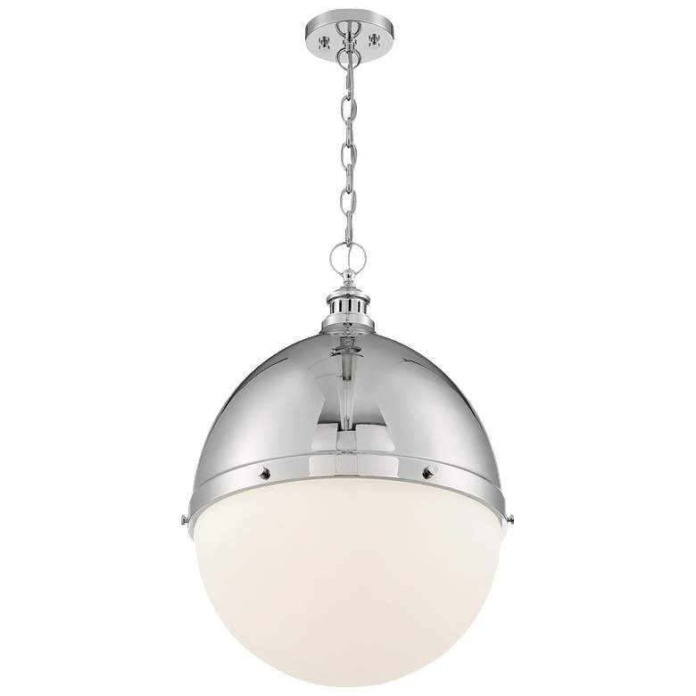 Image 1 Ronan; 1 Light; Large Pendant; Polished Nickel Finish w/ Etched Opal Glass
