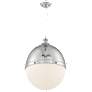 Ronan; 1 Light; Large Pendant; Polished Nickel Finish w/ Etched Opal Glass