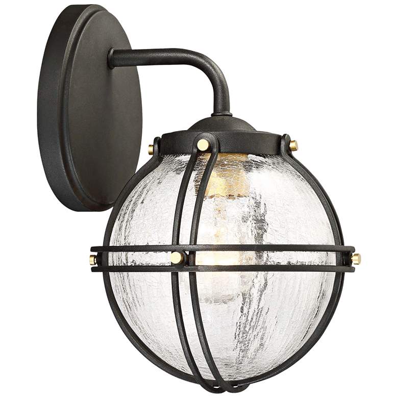 Image 1 Rond 10 1/4 inch High Black and Honey Gold Outdoor Wall Light