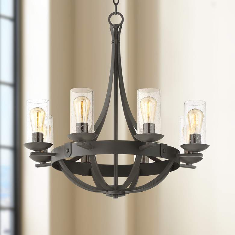 Image 1 Rondeau 28" Wide Bronze 8-LED Chandelier