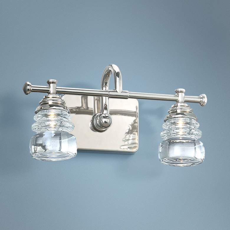 Image 1 Rondelle 7 1/2" High Polished Nickel 2-Light LED Wall Sconce