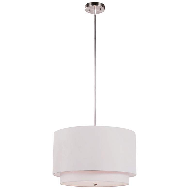 Image 3 Rondin 18 inch Wide 3-Light Brushed Nickel Double Drum White Pendant more views