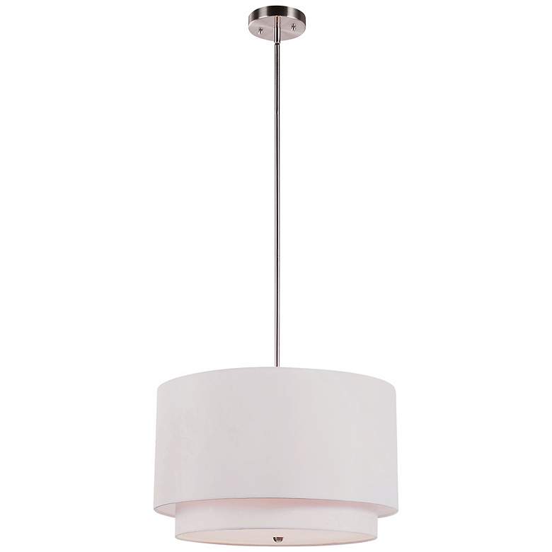 Image 3 Rondin 18" Wide 3-Light Brushed Nickel Double Drum White Pendant more views