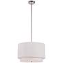 Rondin 18" Wide 3-Light Brushed Nickel Double Drum White Pendant