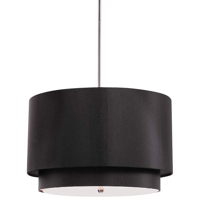 Image 2 Rondin 18 inch Wide Brushed Nickel Black 3-Light Pendant