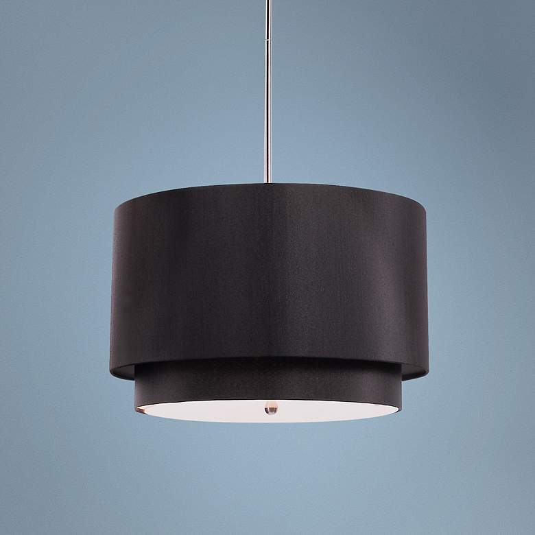 Image 1 Rondin 18 inch Wide Brushed Nickel Black 3-Light Pendant