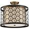 Rondo 16" Wide Bronze and Brass Laser Cut Drum Ceiling Light