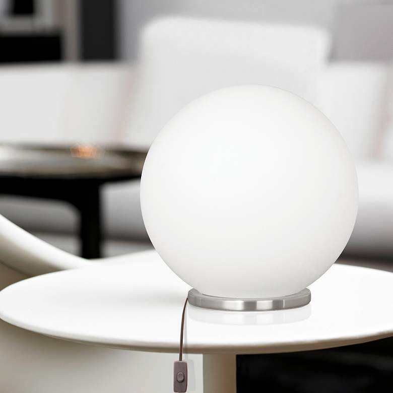 Image 1 Rondo White Opal Glass Dome Globe Modern Accent Table Lamp