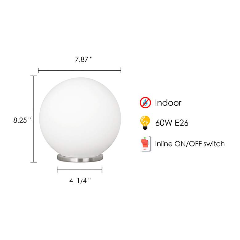 Image 6 Rondo White Opal Glass Dome Globe Modern Accent Table Lamp more views