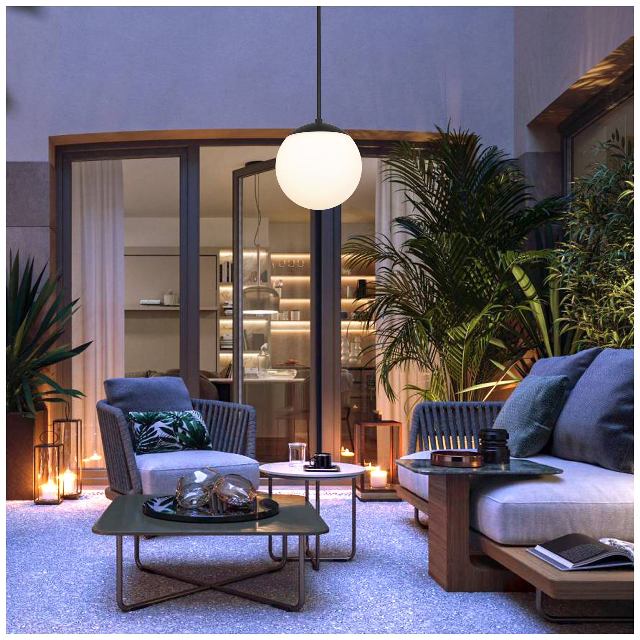 Rondure 10 3/4" High Black LED Outdoor Hanging Light