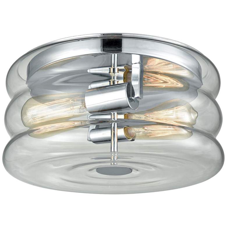 Image 1 Ronis 12 inch Wide Chrome 2-Light Ceiling Light