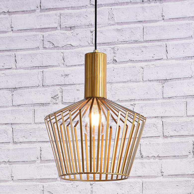 Image 2 Ronnie 11 1/2" Wide Brass Iron Mini Pendant