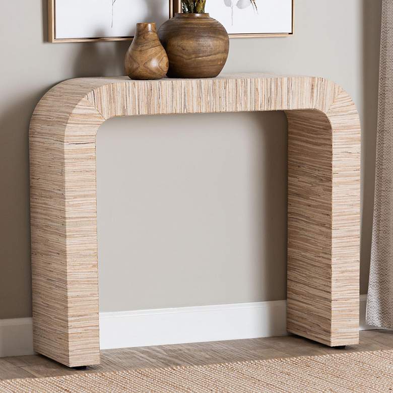 Image 1 Ronnie 36" Wide Woven Natural Grasscloth Console Table