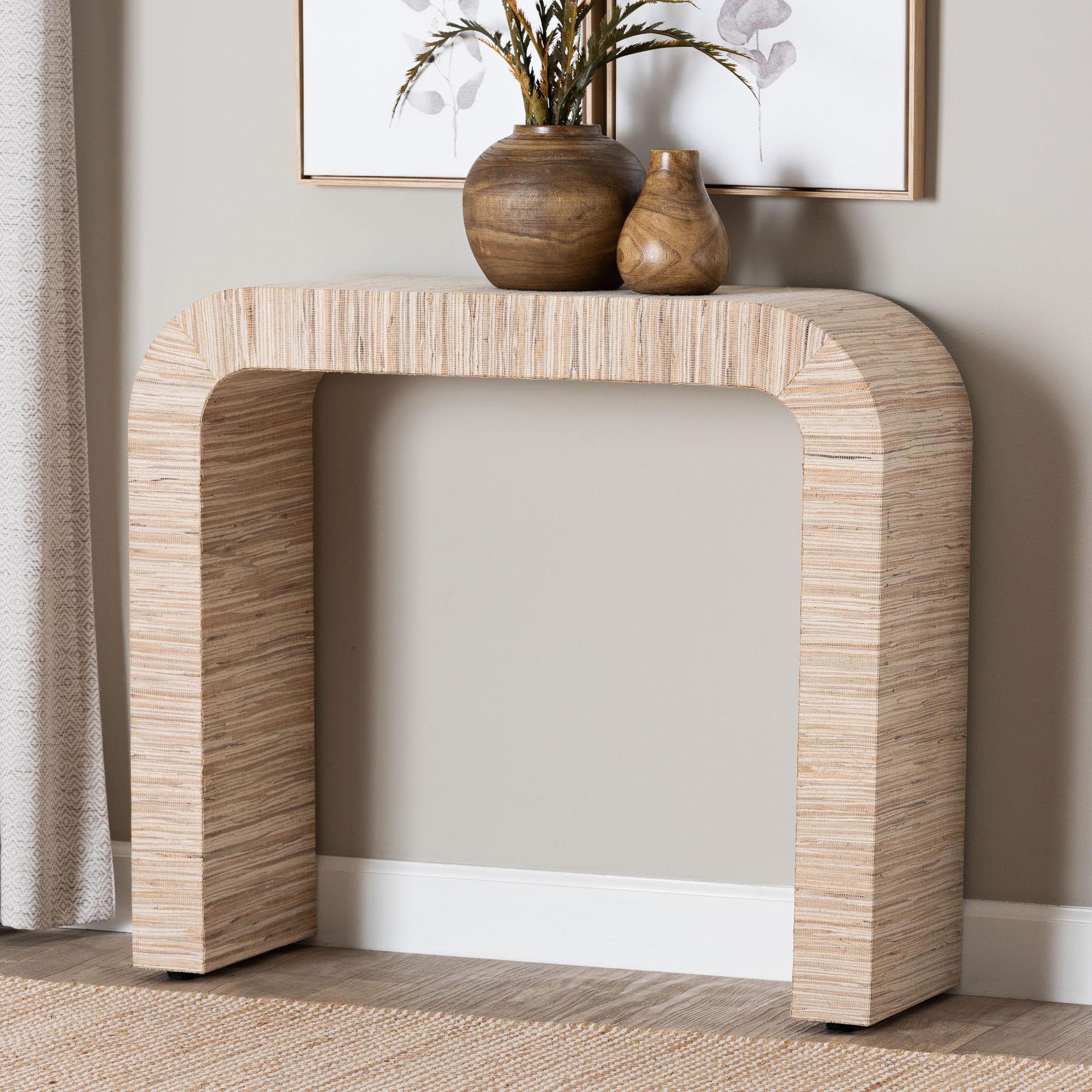 Ronnie 36" Wide Woven Natural Grasscloth Console Table