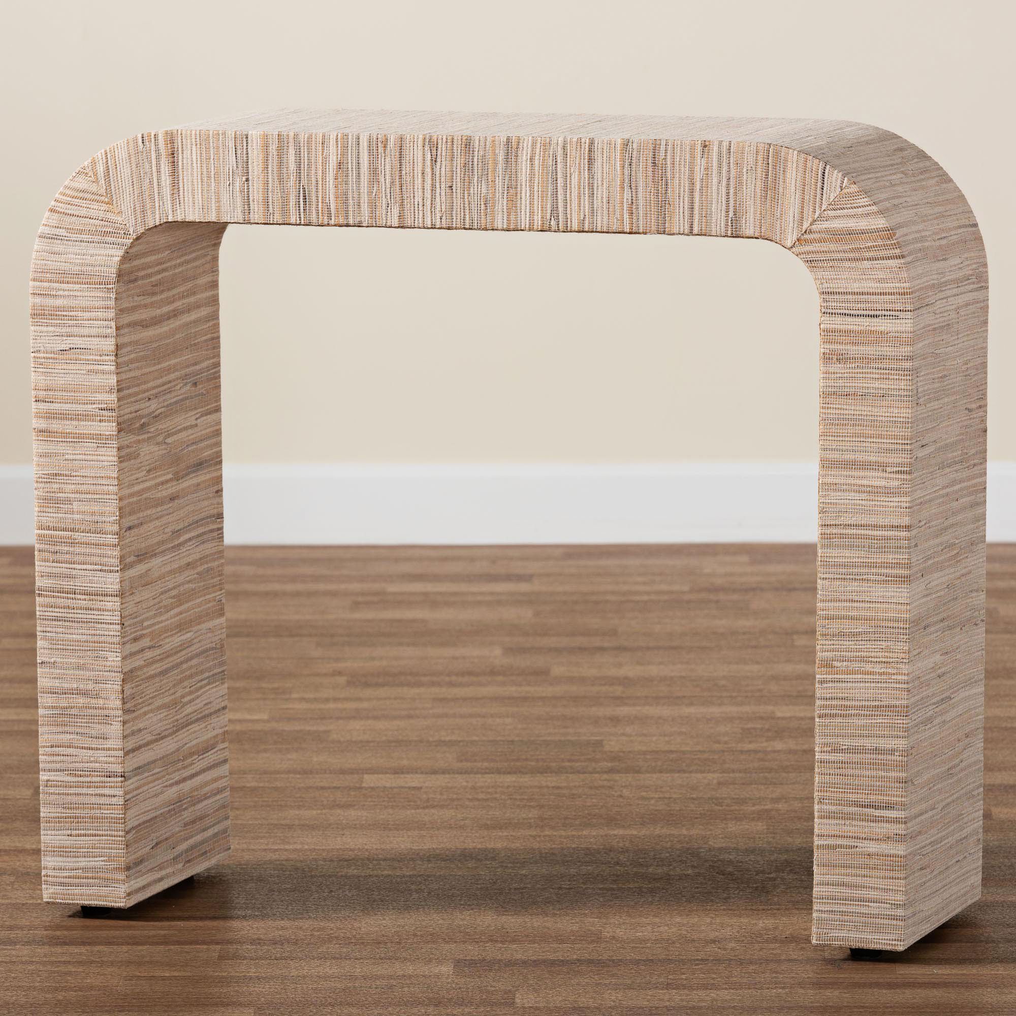 Ronnie 36" Wide Woven Natural Grasscloth Console Table