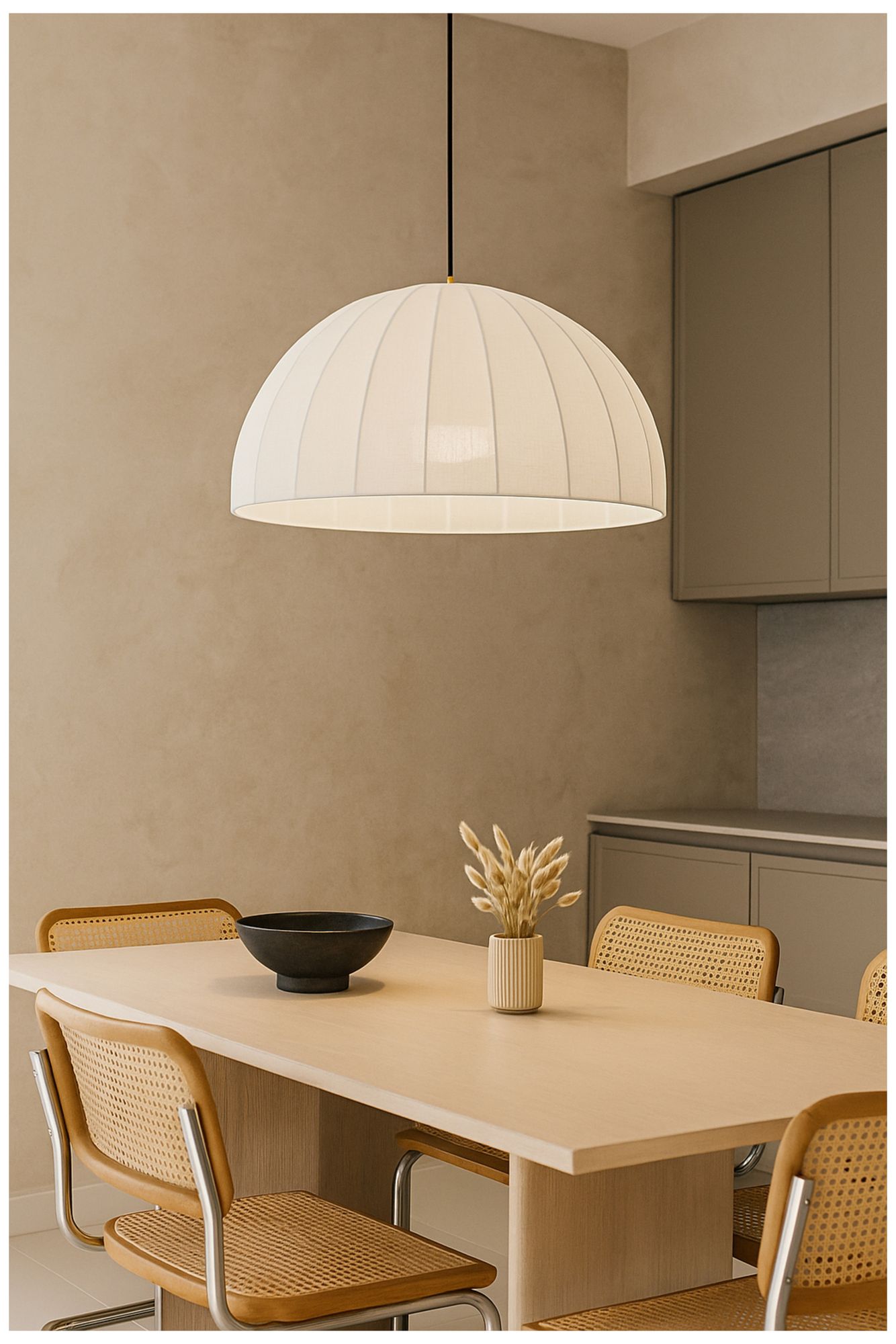 Ronny 30" Wide Beige, Matte Black Pendant