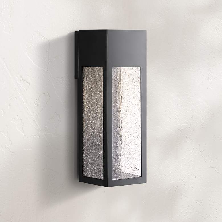 Image 1 Rook 15 inch High Satin Black Rectangular LED Outdoor Wall Light