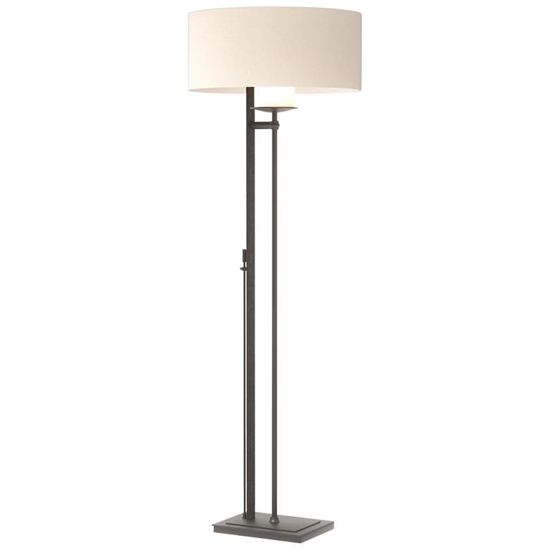 Image 1 Rook 60 inch High Black Floor Lamp With Flax Shade