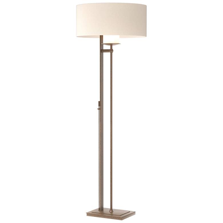 Image 1 Rook 60" High Bronze Floor Lamp With Flax Shade