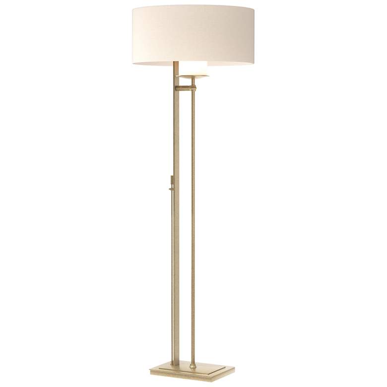 Image 1 Rook 60 inch High Soft Gold Floor Lamp With Flax Shade