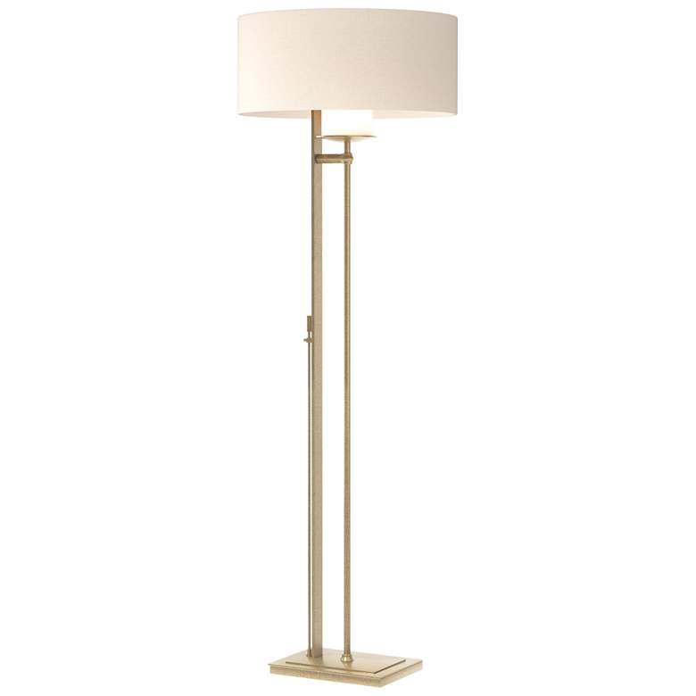 Image 1 Rook 60" High Soft Gold Floor Lamp With Flax Shade