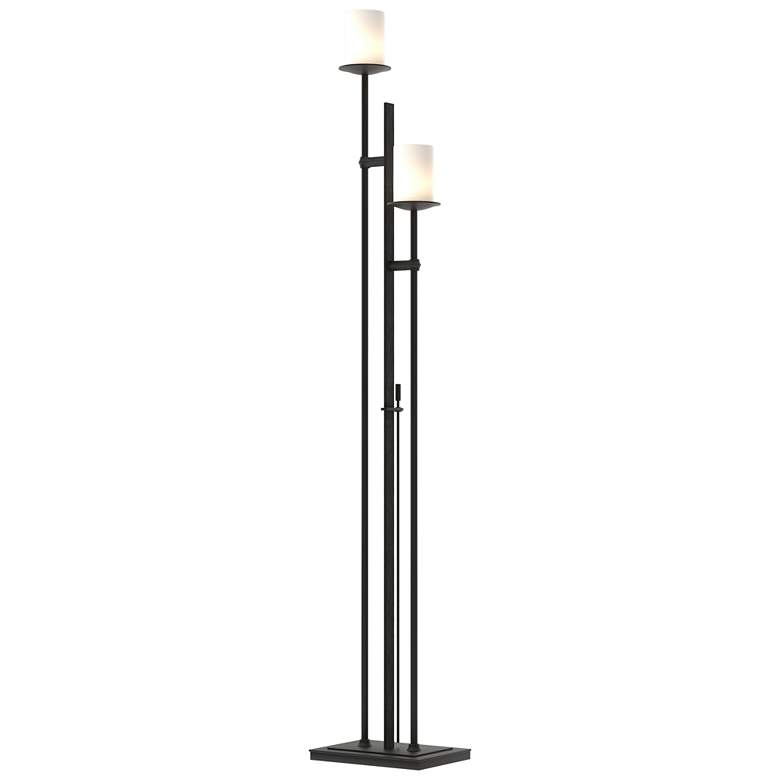 Image 1 Rook 65.8" High Black Twin Floor Lamp With Opal Glass Shade