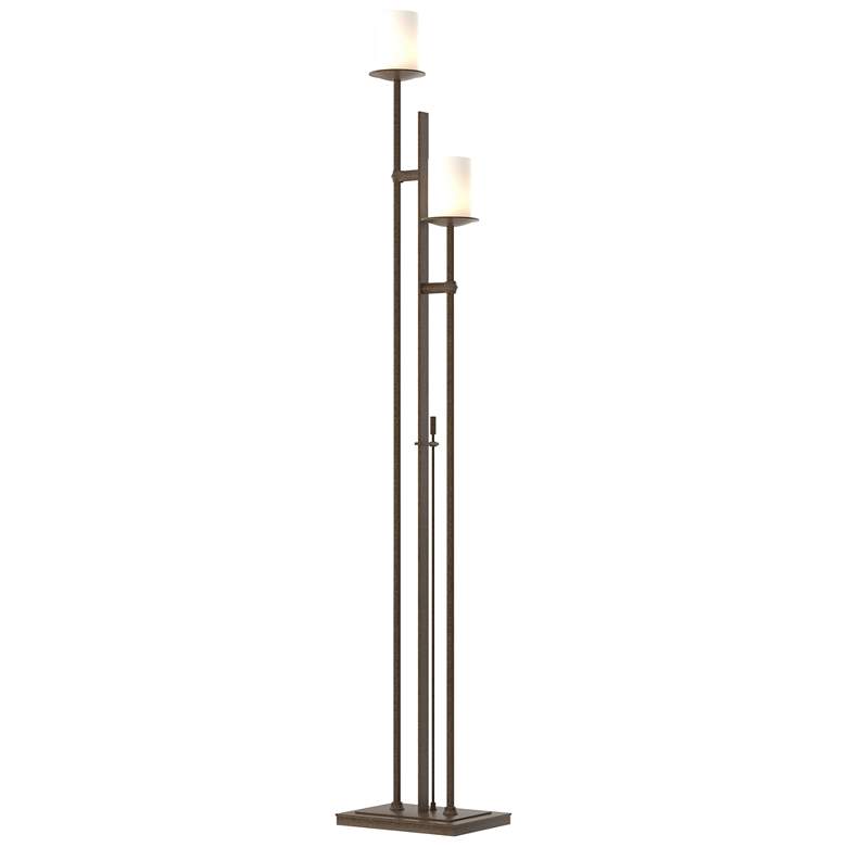 Image 1 Rook 65.8 inch High Bronze Twin Floor Lamp With Opal Glass Shade