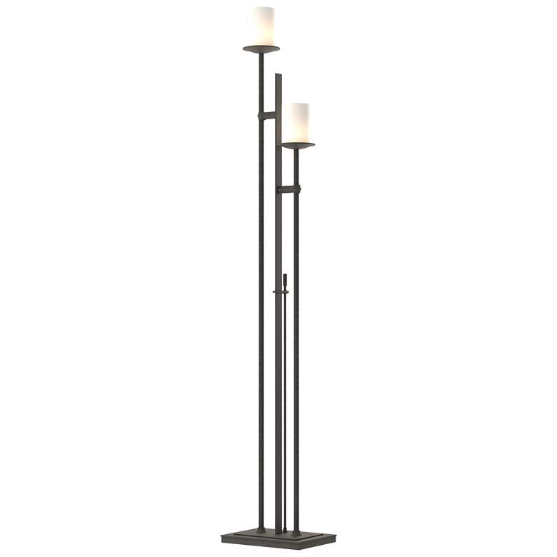 Image 1 Rook 65.8" High Natural Iron Twin Floor Lamp With Opal Glass Shade