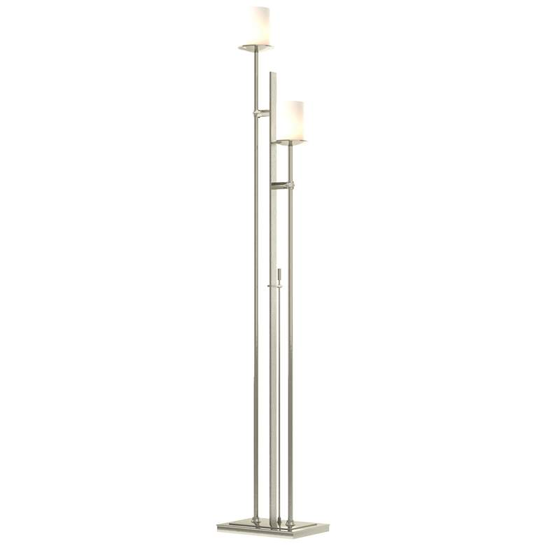 Image 1 Rook 65.8 inch High Sterling Twin Floor Lamp With Opal Glass Shade