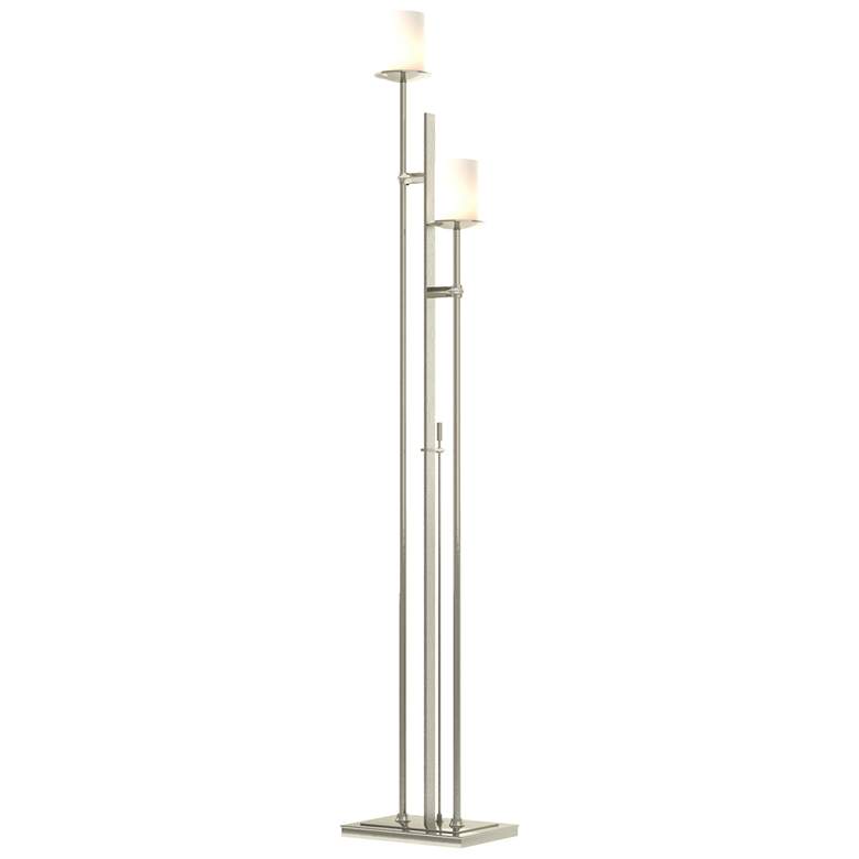 Image 1 Rook 65.8" High Sterling Twin Floor Lamp With Opal Glass Shade