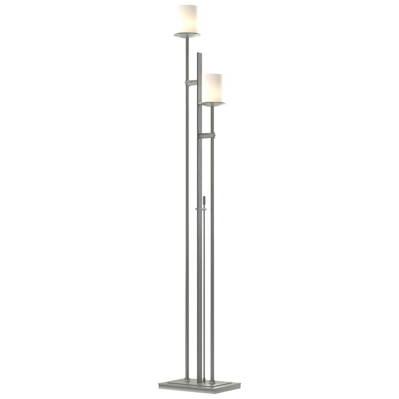 Image 1 Rook 65.8" High Vintage Platinum Twin Floor Lamp With Opal Glass Shade