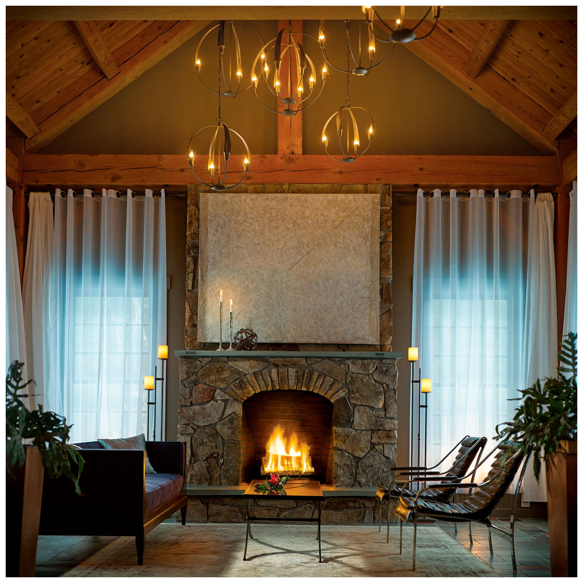 Image 3 Rook Twin Floor Lamp - Dark Smoke Finish - Opal Glass more views