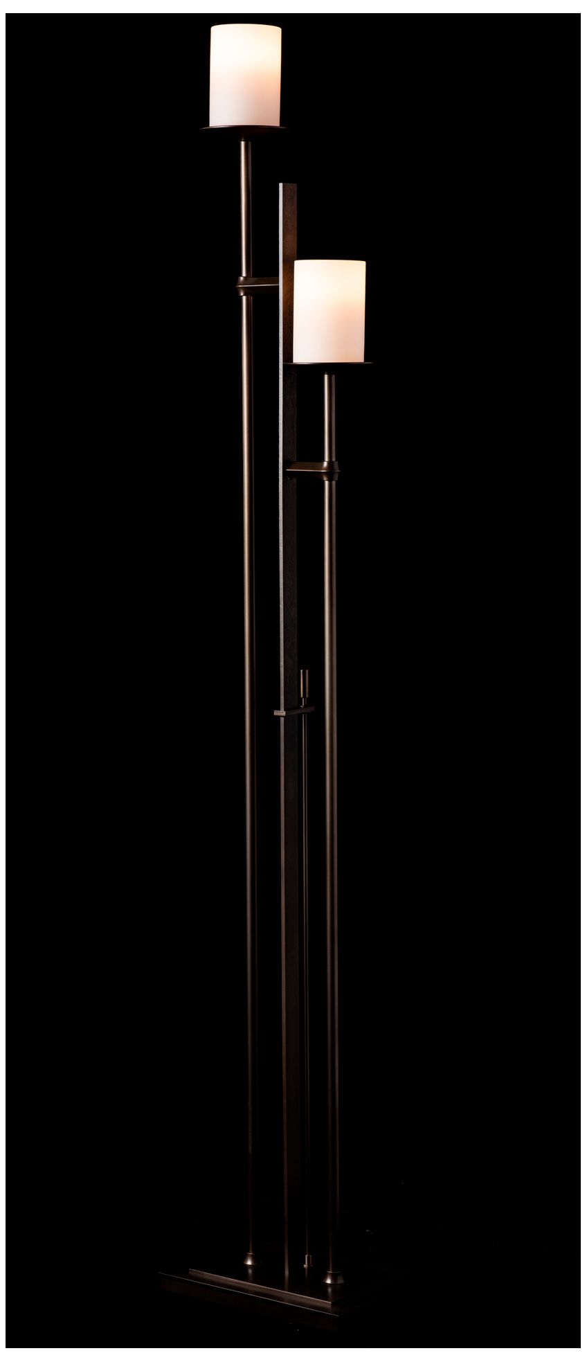 Image 6 Rook Twin Floor Lamp - Dark Smoke Finish - Opal Glass more views