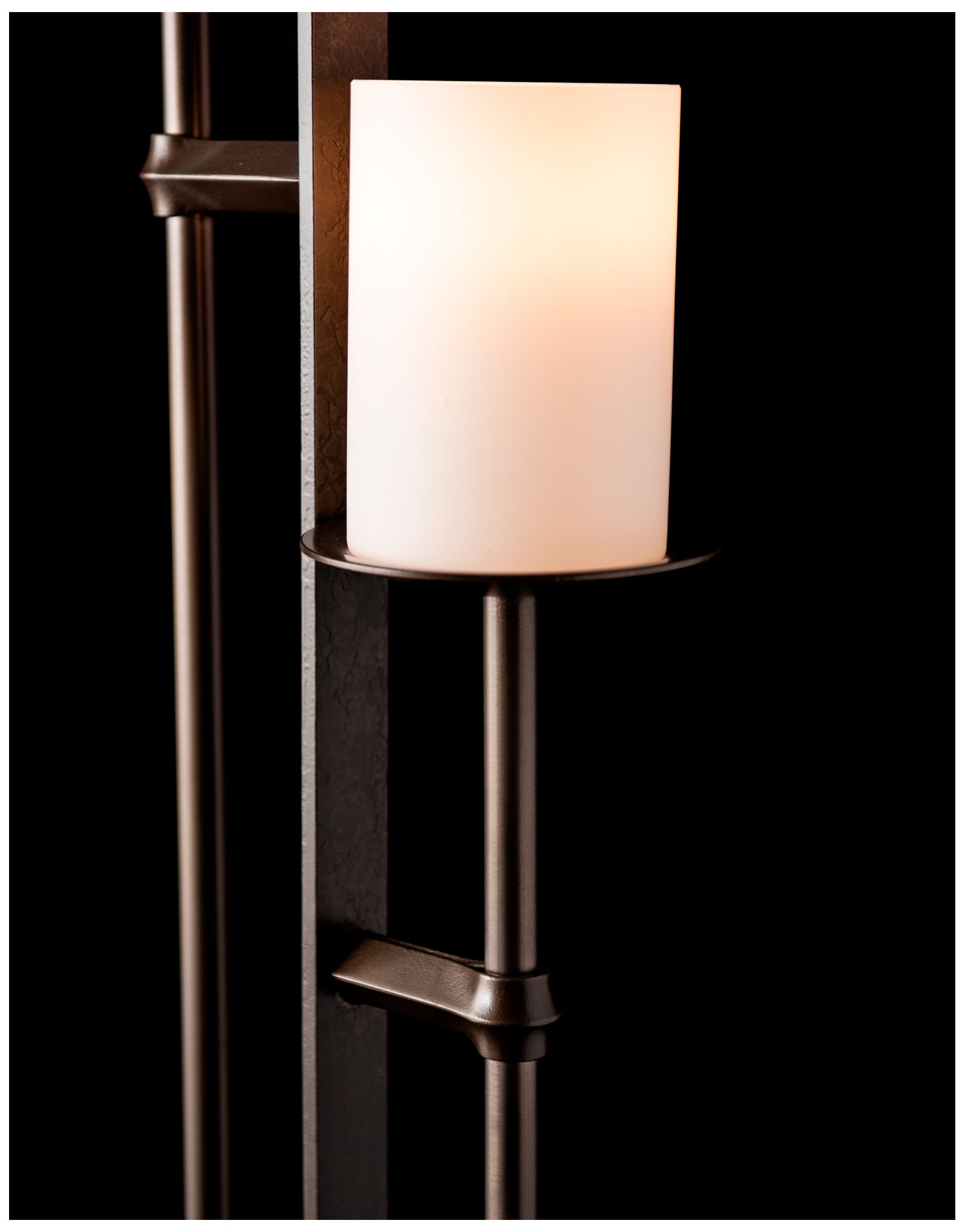 Image 7 Rook Twin Floor Lamp - Dark Smoke Finish - Opal Glass more views