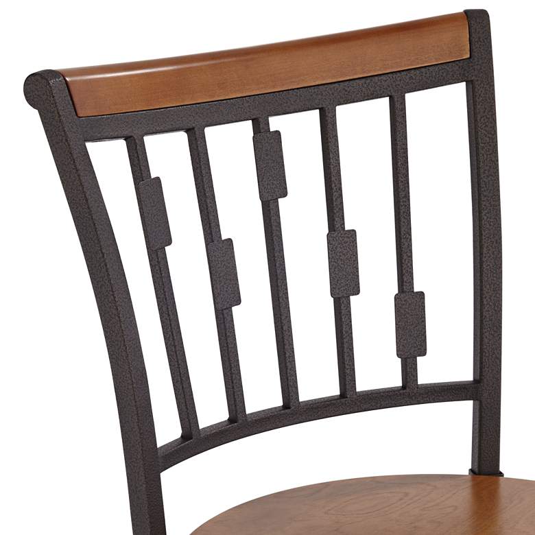 Image 3 Rookery Hammered Bronze and Wood Adjustable Swivel Bar Stool more views