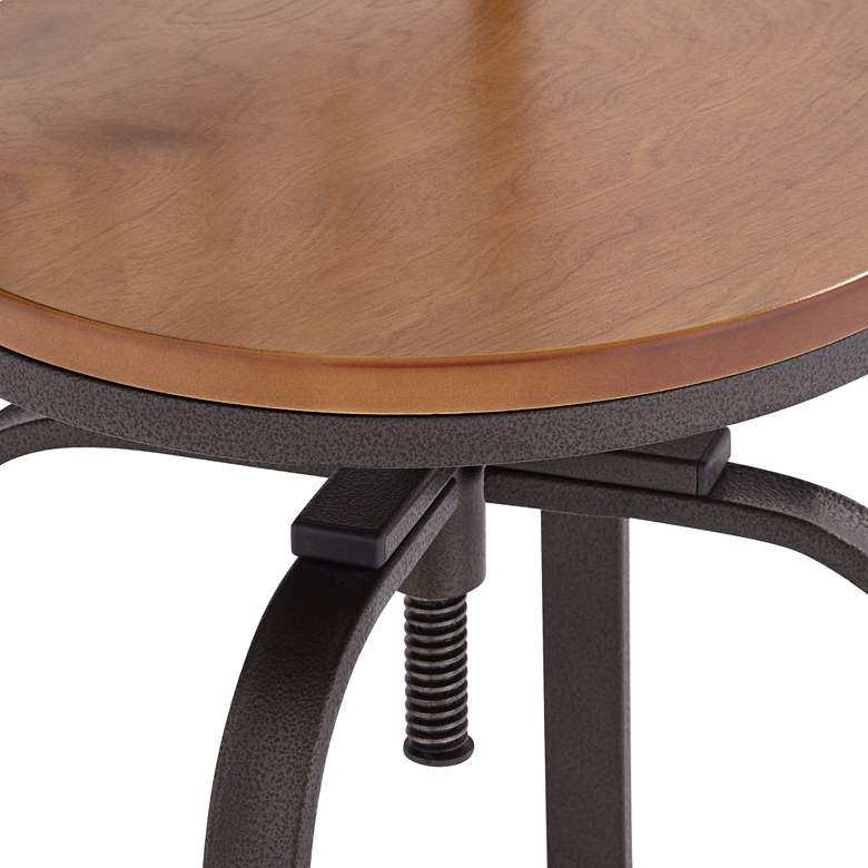Image 4 Rookery Hammered Bronze and Wood Adjustable Swivel Bar Stool more views