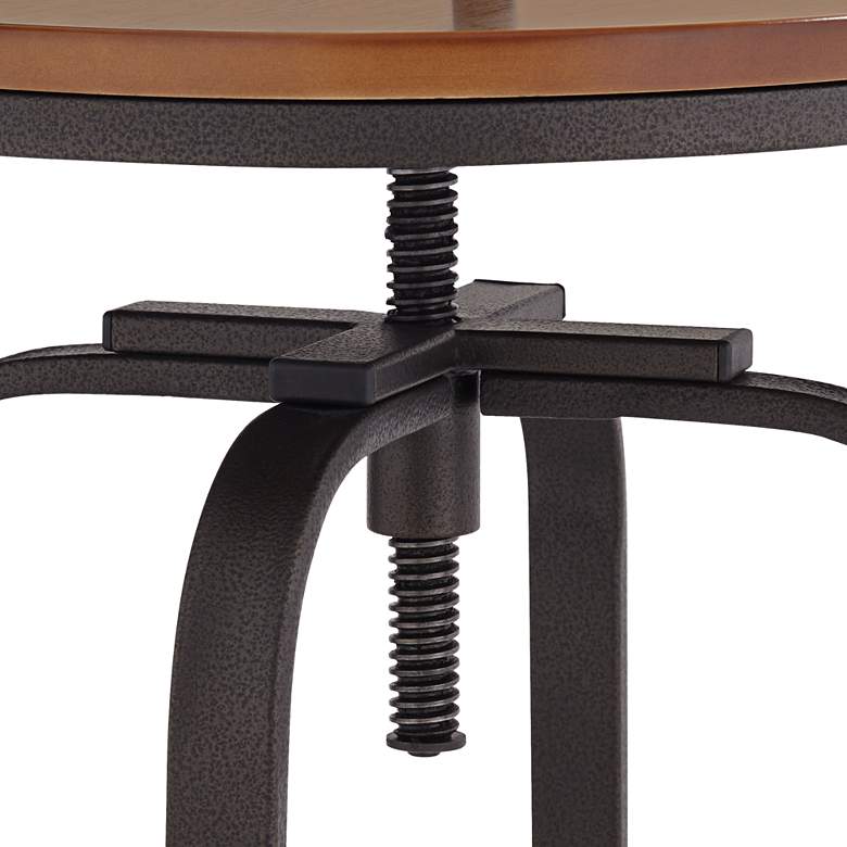 Image 5 Rookery Hammered Bronze and Wood Adjustable Swivel Bar Stool more views