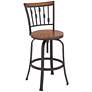 7_Rookery Hammered Bronze and Wood Adjustable Swivel Bar Stool more views