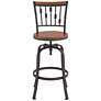 Rookery Hammered Bronze and Wood Adjustable Swivel Bar Stool