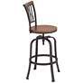 Rookery Hammered Bronze and Wood Adjustable Swivel Bar Stool