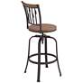 Rookery Hammered Bronze and Wood Adjustable Swivel Bar Stool