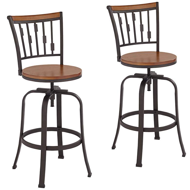 Image 1 Rookery Hammered Bronze Swivel Adjustable Stools Set of 2