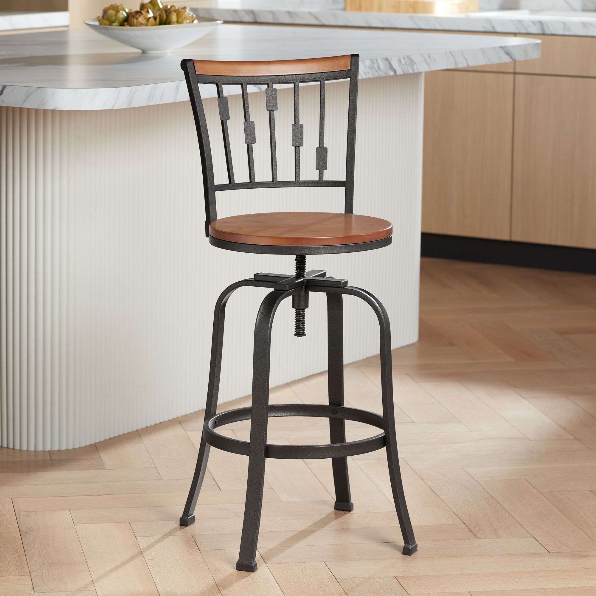 Rookery Hammered Bronze Swivel Adjustable Stools Set of 2