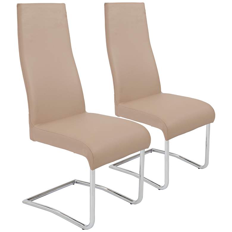 Image 1 Rooney Latte Leatherette High Back Dining Chair Set of 2