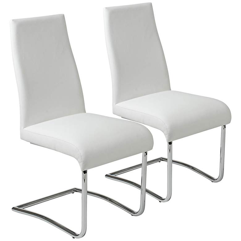 Image 1 Rooney White Faux Leather Low Back Side Chair Set of 2